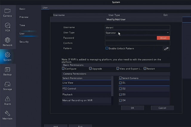 How to add users & set permissions on a Dorani CCTV